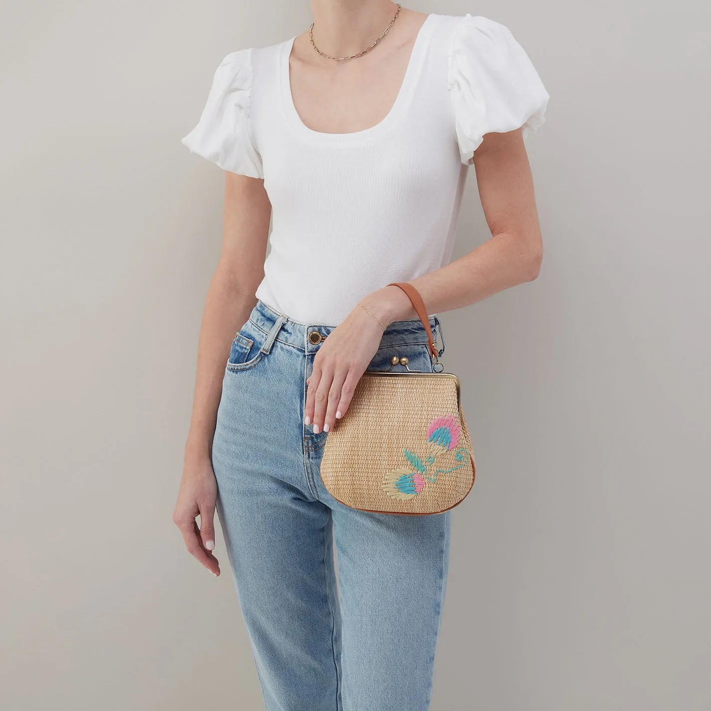 Alba Crossbody In Woven Straw - Natural Straw