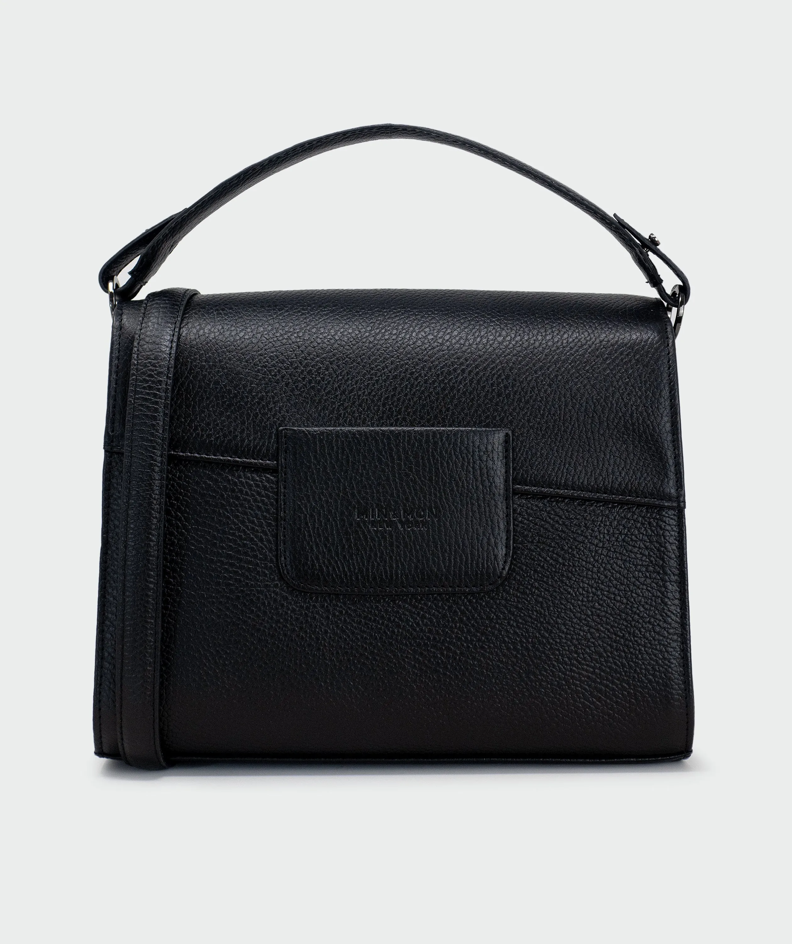 Anastasio Medium Crossbody Handbag Black Leather - All Over Eyes Embroidery