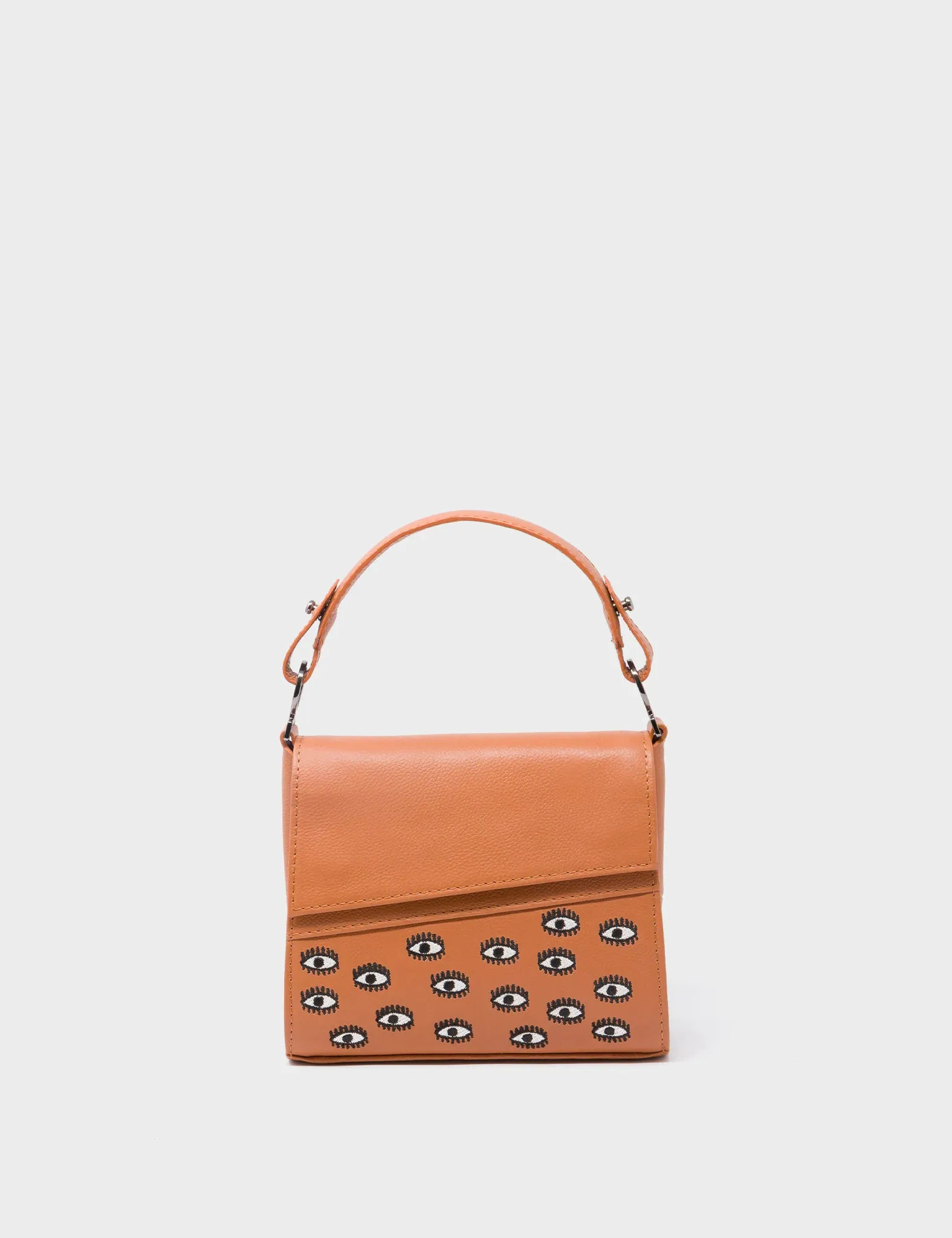 Anastasio Micro Crossbody Handbag Caramel Leather - All Over Eyes Embroidery