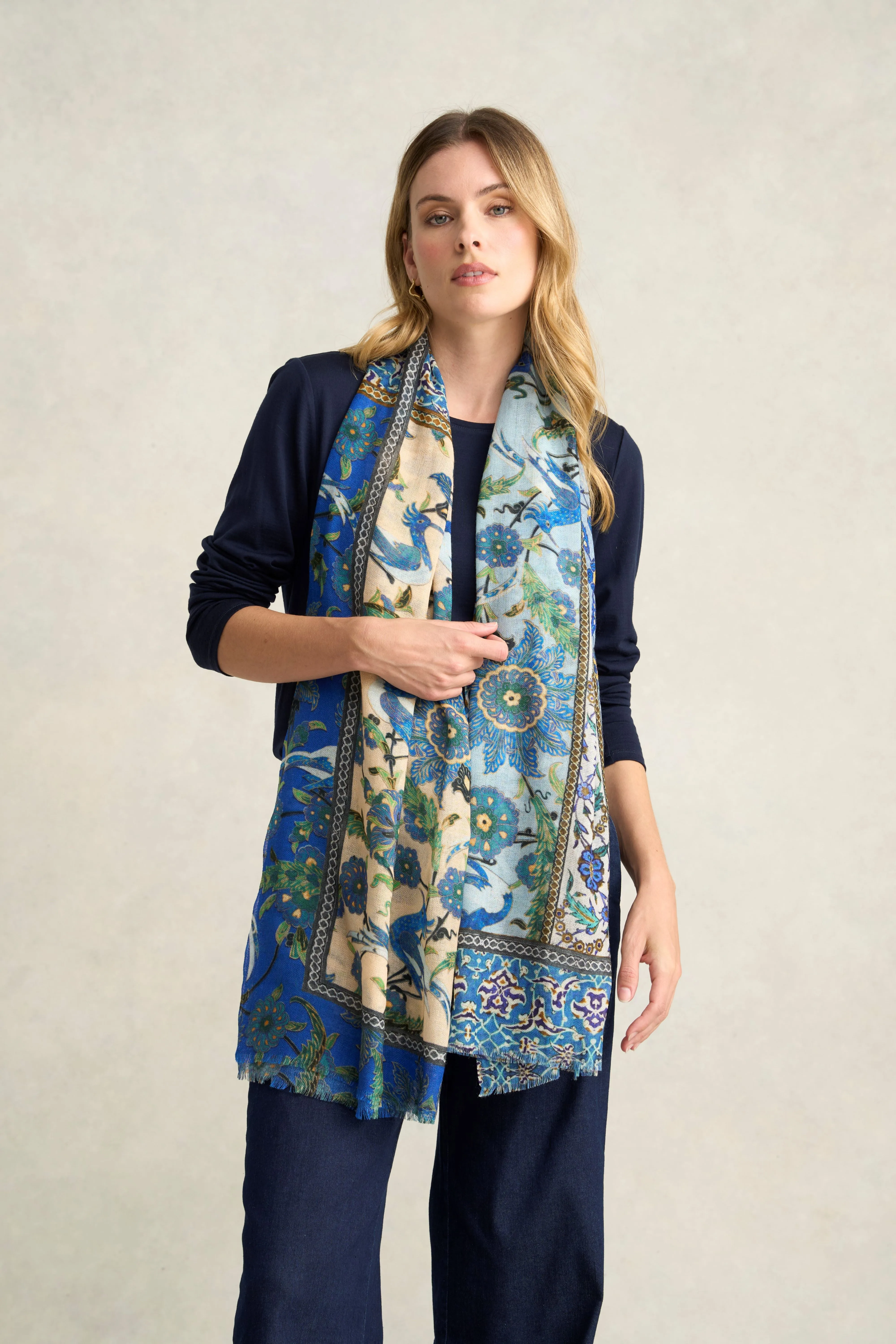 Aztec Motif Wool Scarf - Multicolour