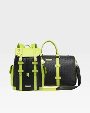 Bodega Rolling Travel Set in Black & Slyme