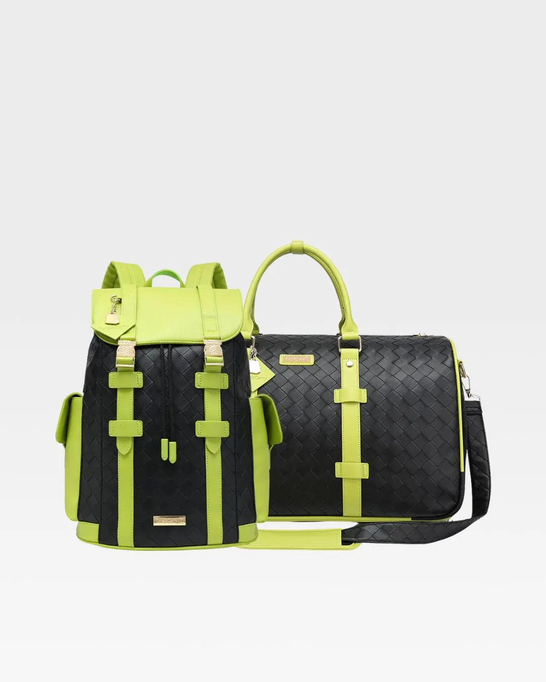 Bodega Rolling Travel Set in Black & Slyme