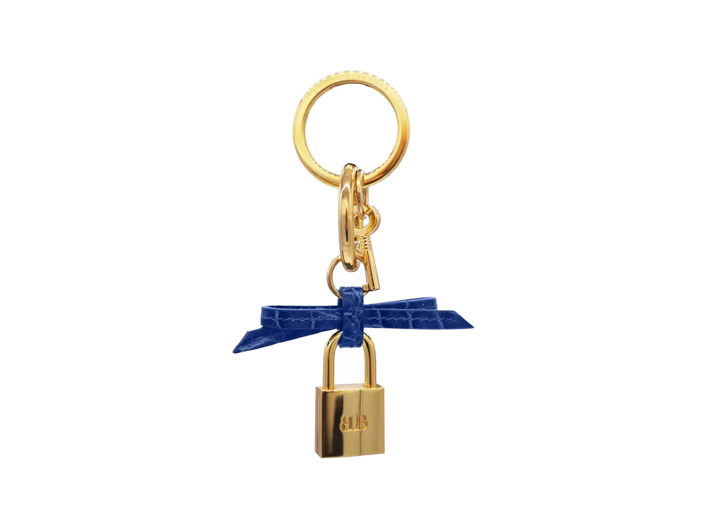 Bow and Padlock Keyring/Bag Charm - Orinoco - Cobalt
