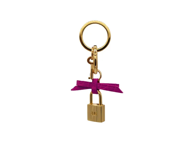 Bow and Padlock Keyring/Bag Charm - Orinoco - Cyclamen