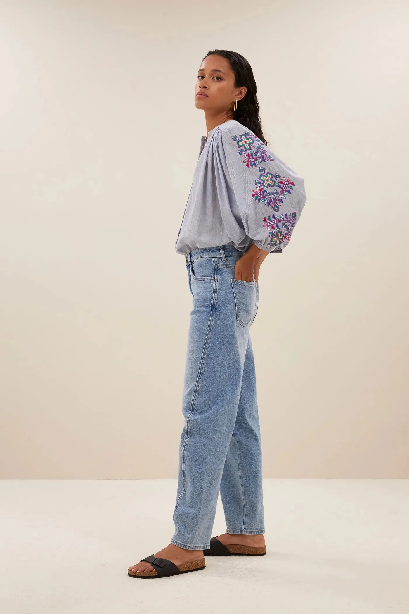 By-Bar Becky Indi Grey Blouse