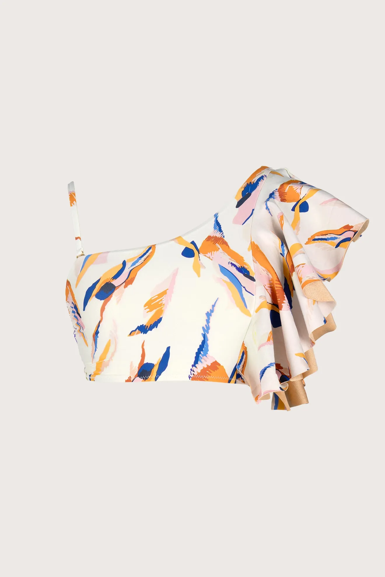 Calais Asymmetrical Ruffle Bikini Top