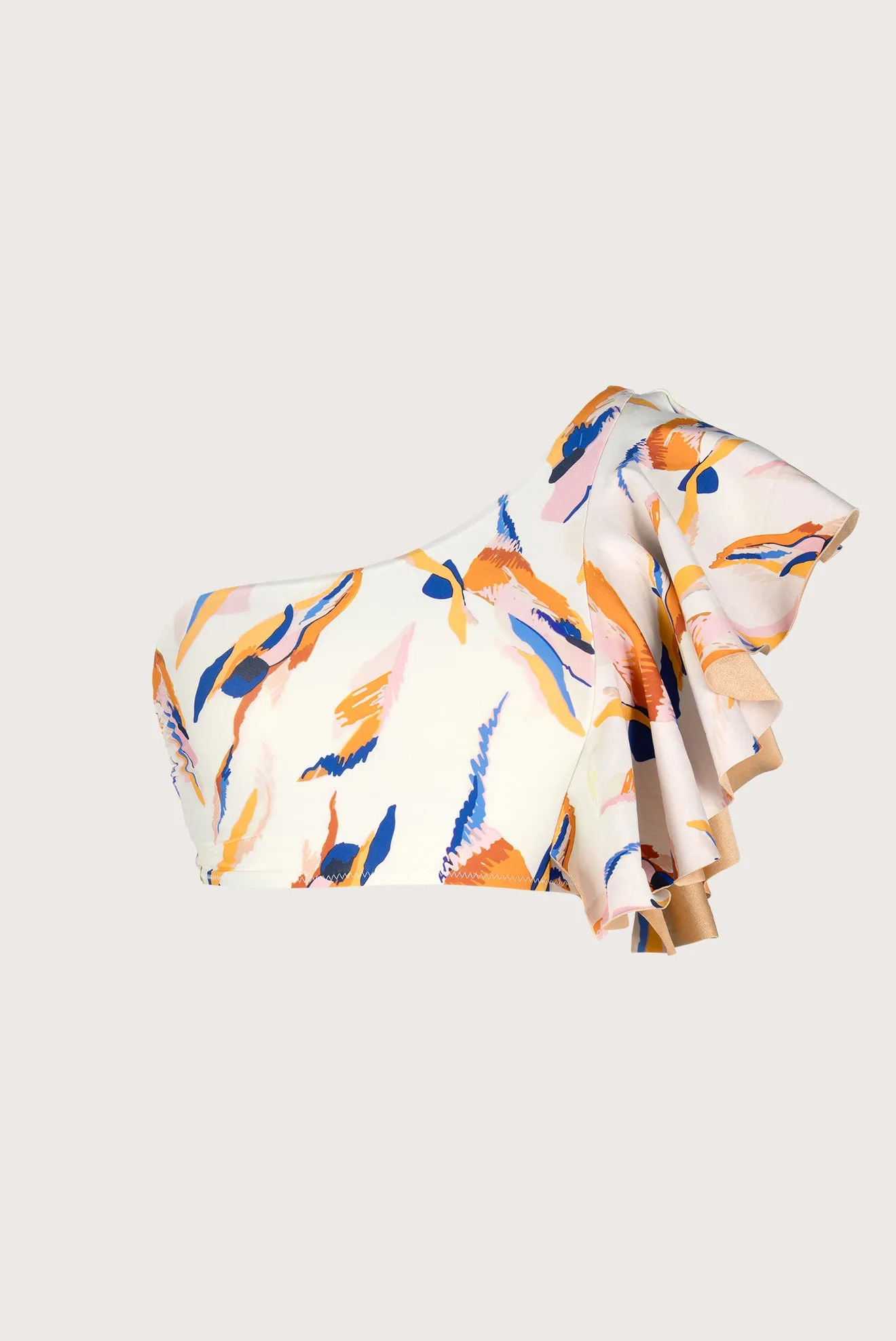Calais Asymmetrical Ruffle Bikini Top