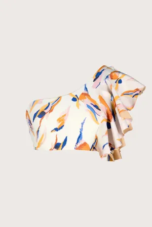 Calais Asymmetrical Ruffle Bikini Top