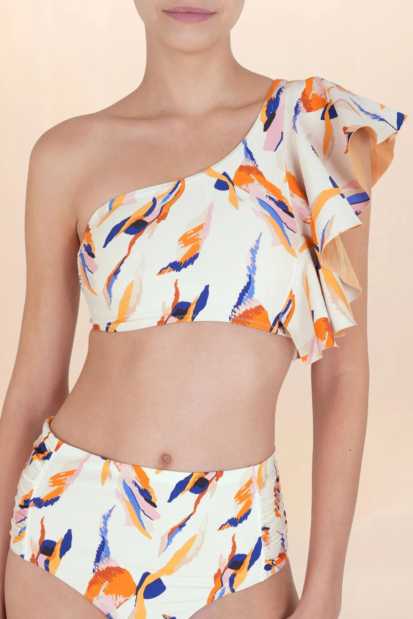 Calais Asymmetrical Ruffle Bikini Top