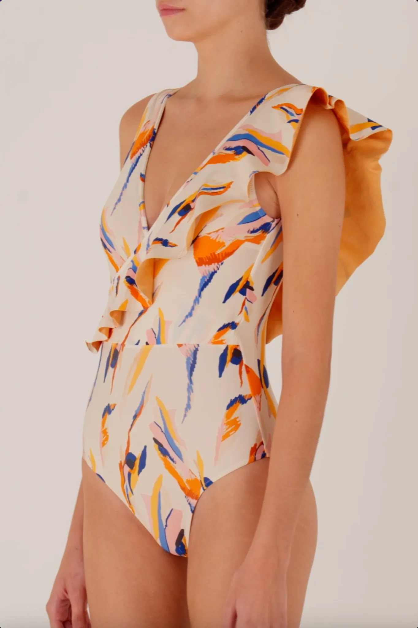 Calais Cross-Front Ruffle One-Piece