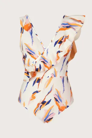 Calais Cross-Front Ruffle One-Piece