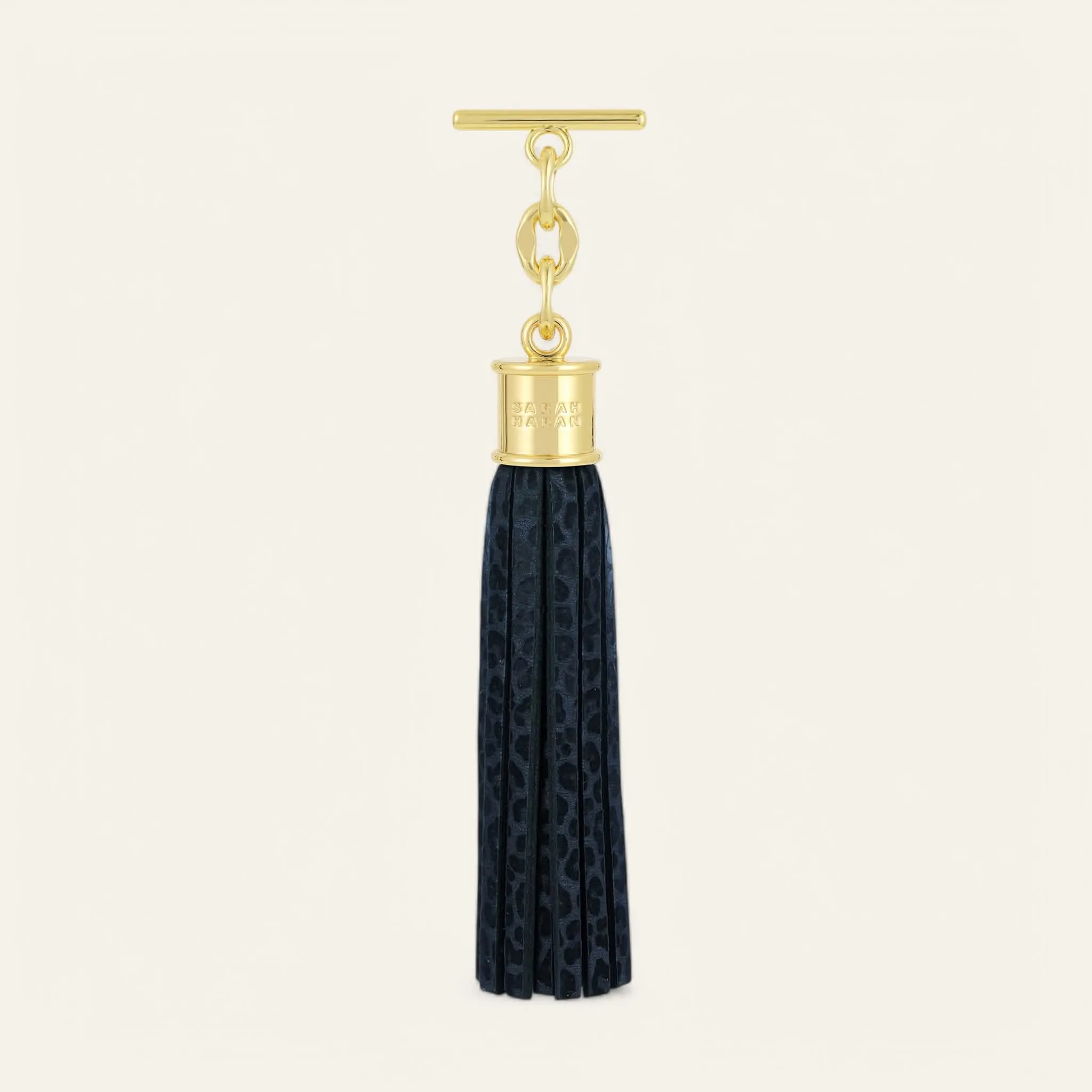 Capsule Tassel | Navy Leopard with Gold hardware