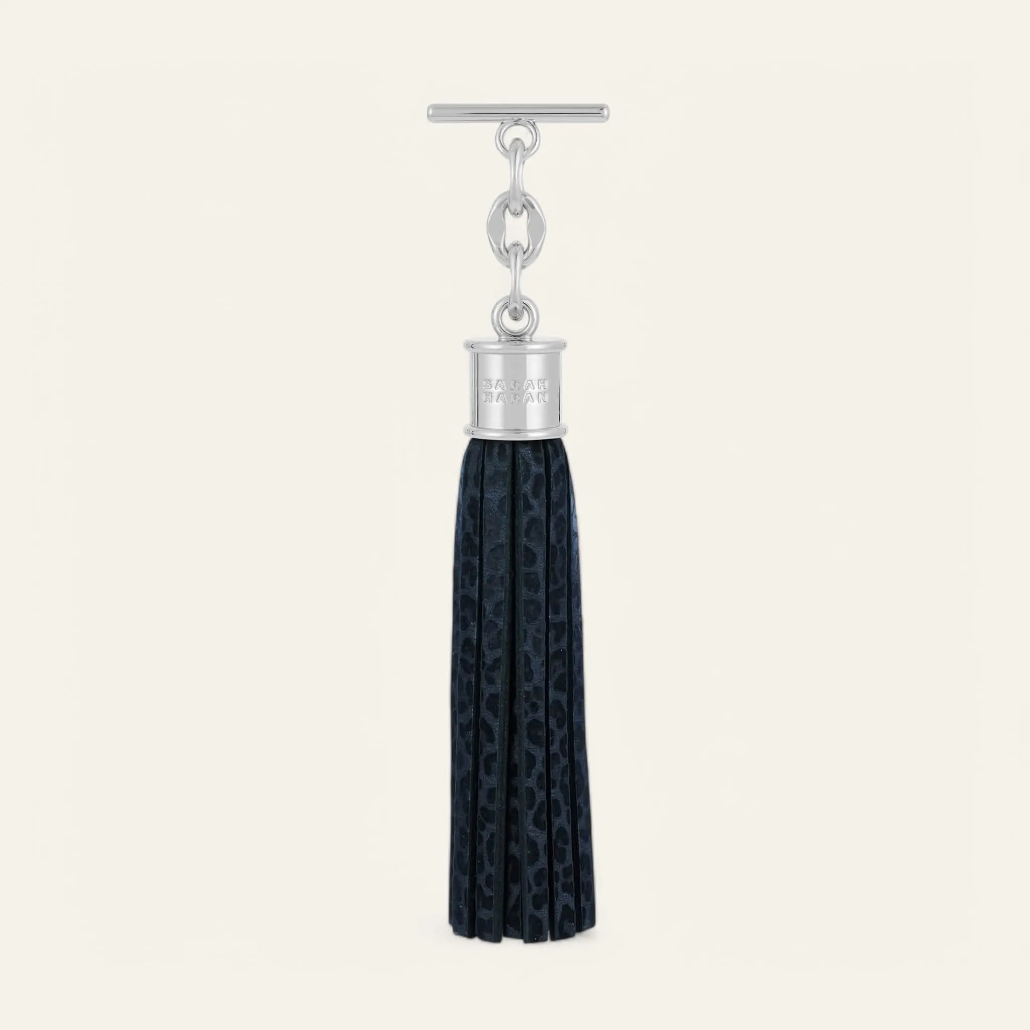 Capsule Tassel | Navy Leopard with Silver hardware
