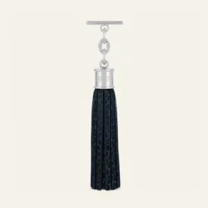 Capsule Tassel | Navy Leopard with Silver hardware