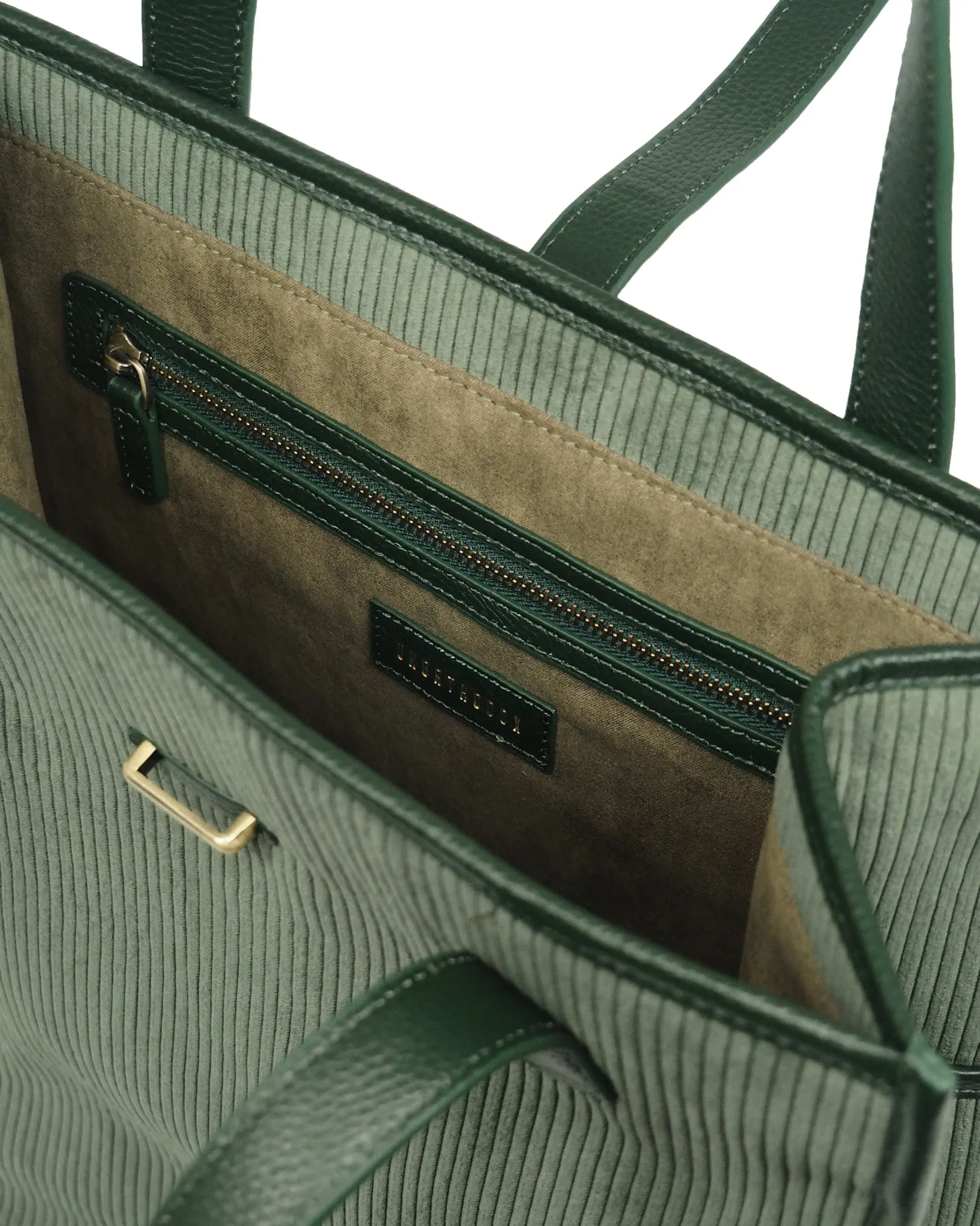 Corduroy Shopper Tote (Forest/ Dark Green)