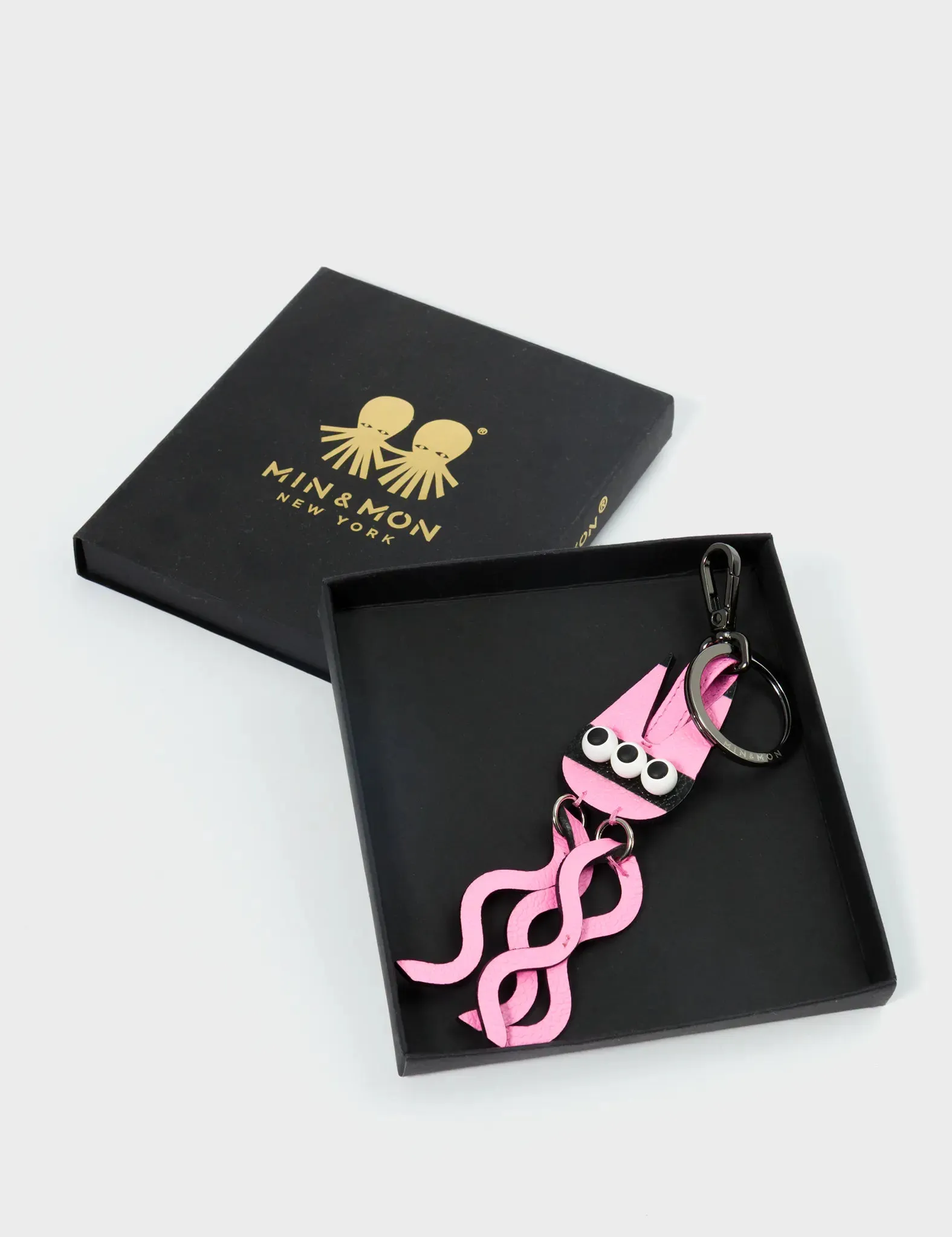 Cosmic Cat Charm - Bubblegum Pink Leather Keychain
