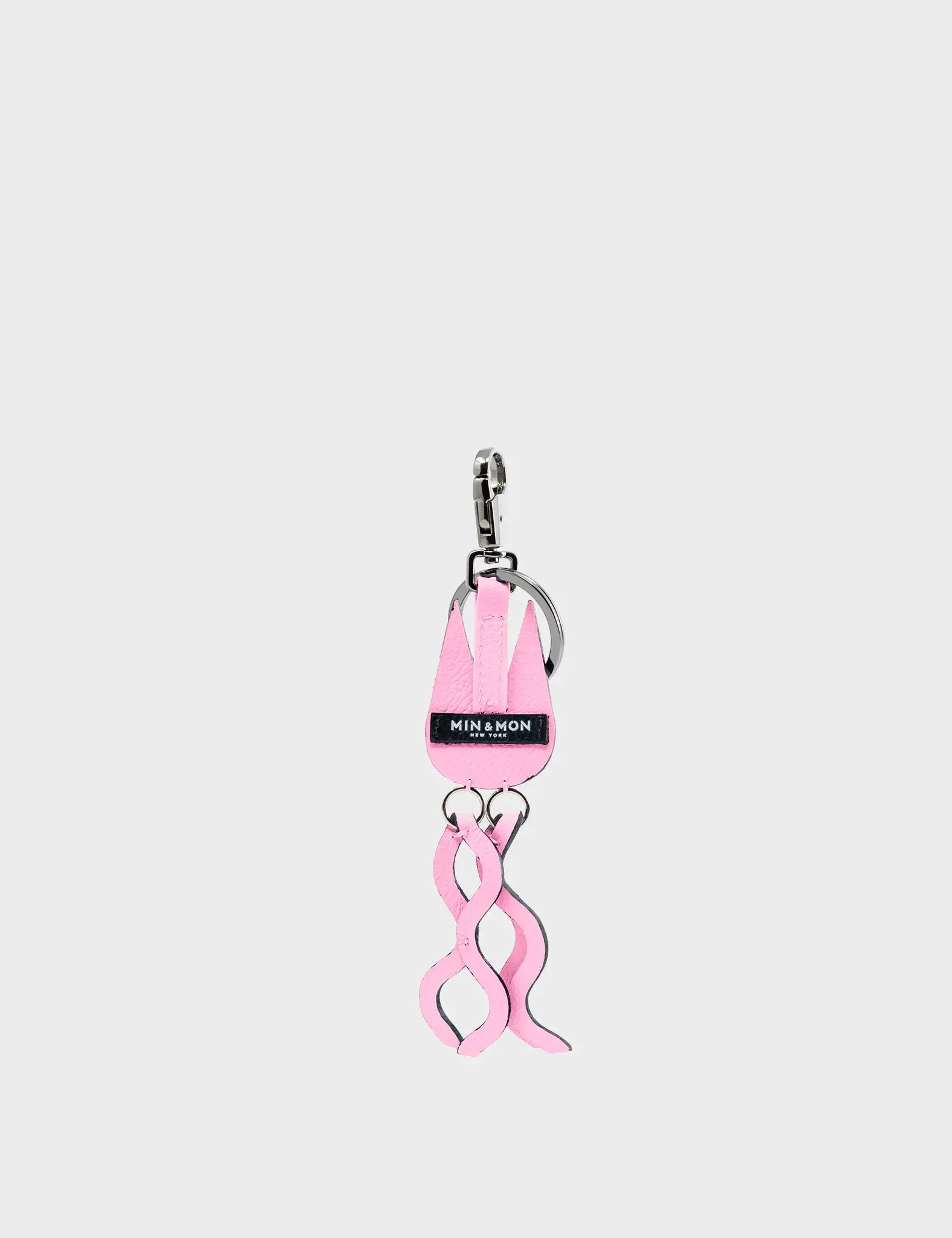 Cosmic Cat Charm - Bubblegum Pink Leather Keychain