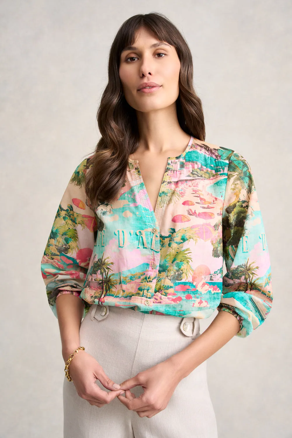 Cotton Resort Shirt - Holiday Print