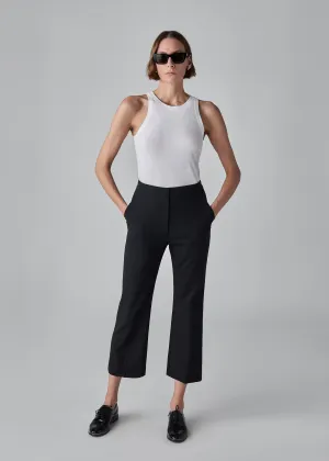 Cropped Cigarette Trouser in Virgin Wool - Black