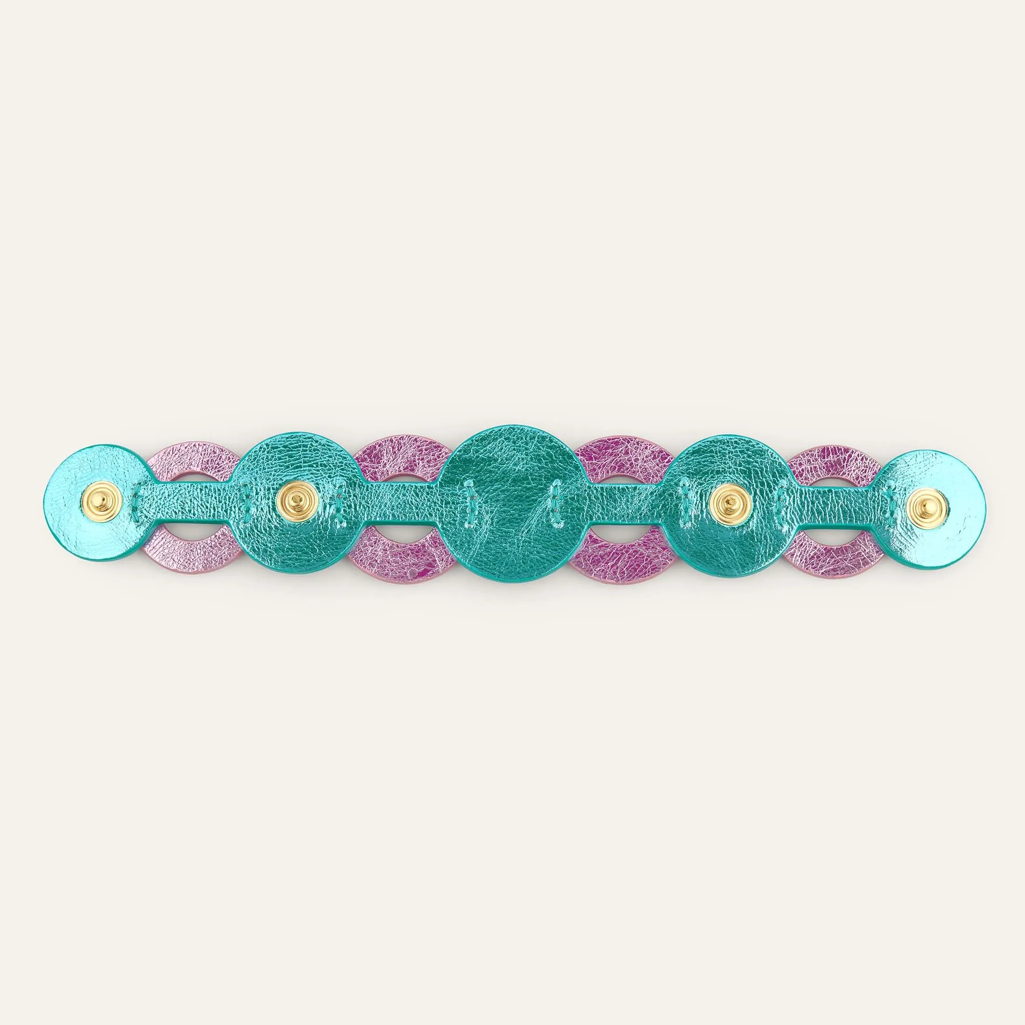 Deco Discs | Metallic Pink Metallic Turquoise with Gold hardware