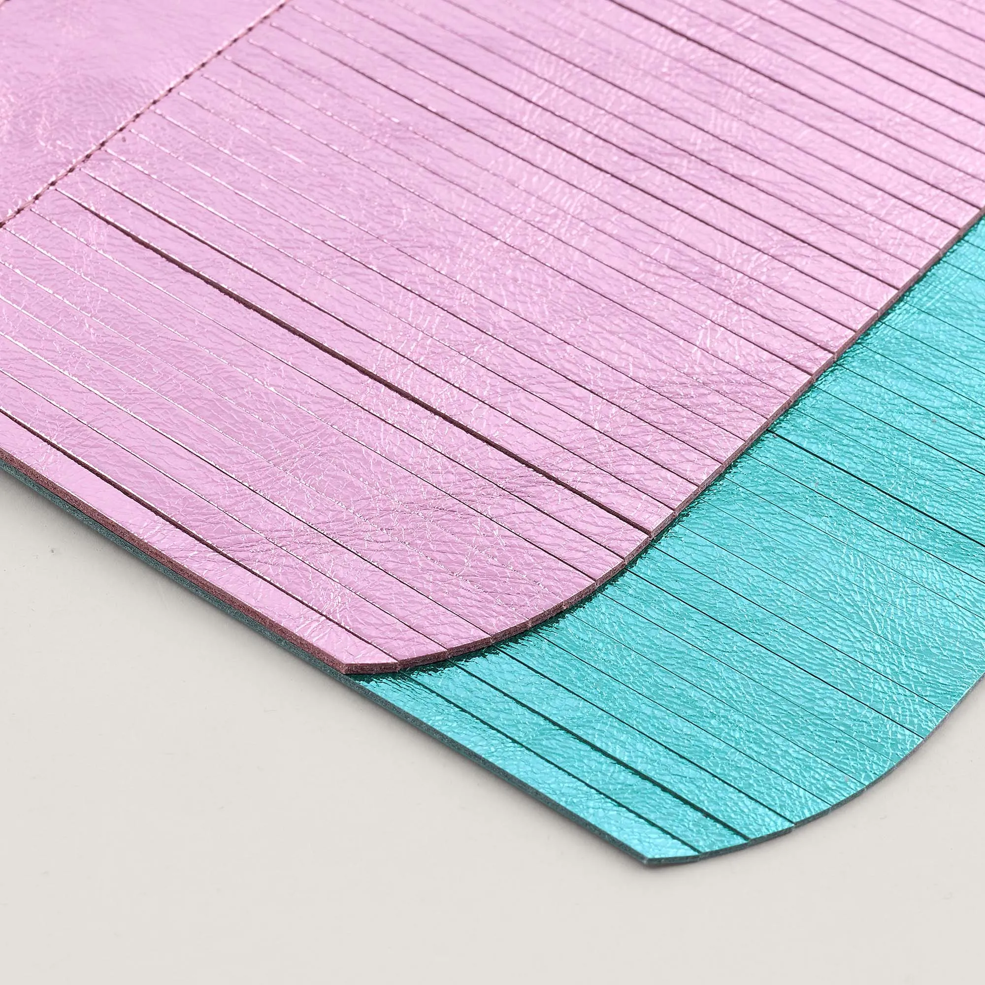 Deco Fringing | Metallic Turquoise Metallic Pink with Silver hardware