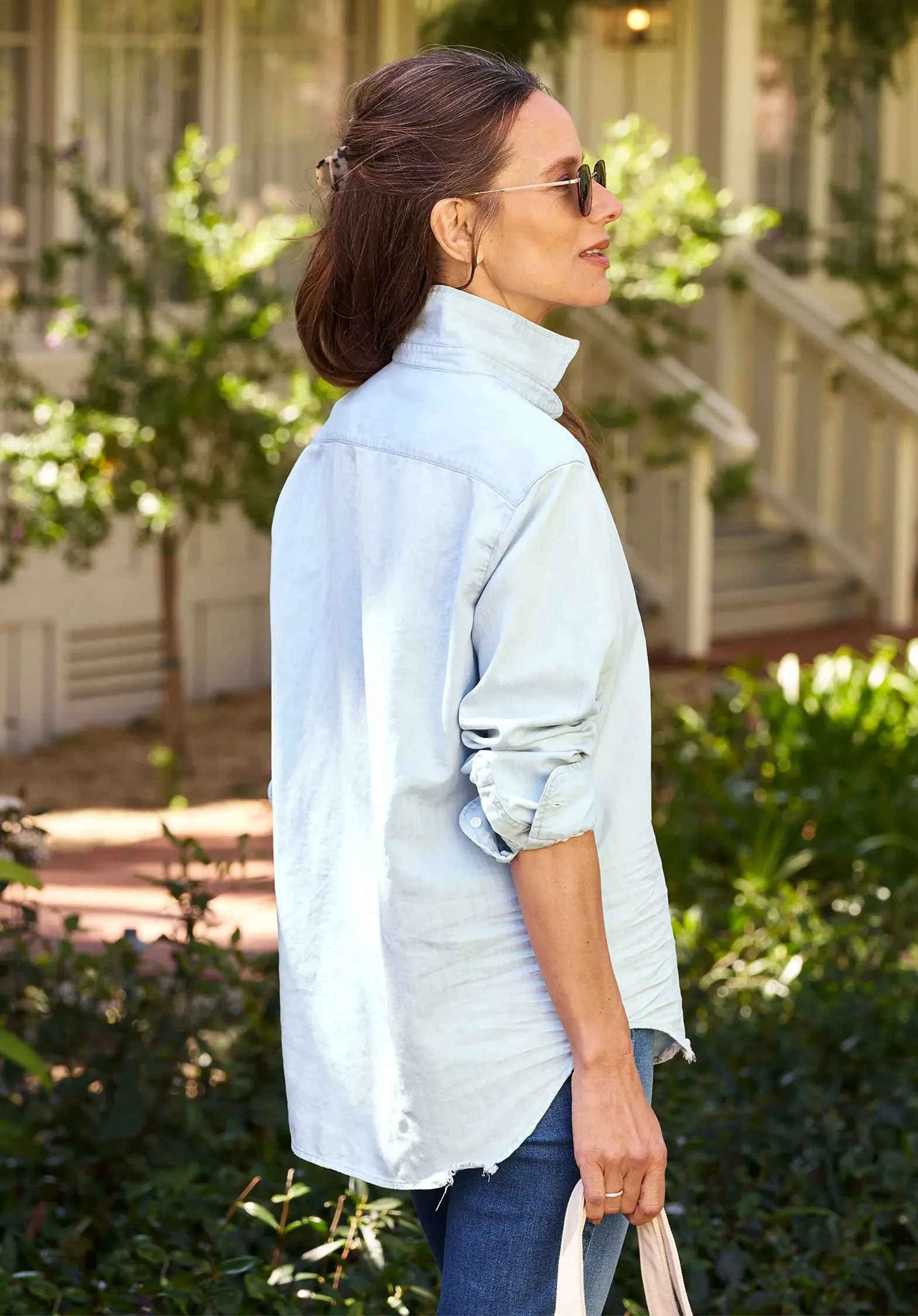 Denim Shirt E Eileen Famous De Light-Blue-Tattere
