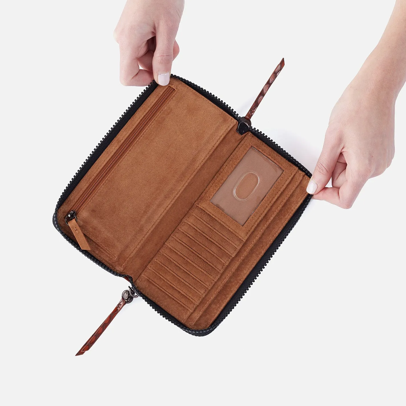 Dixon Large Zip Wallet In High Gloss Leather - Tortoise