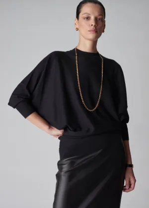 Draped Knit Top in Fine Cashmere - Black