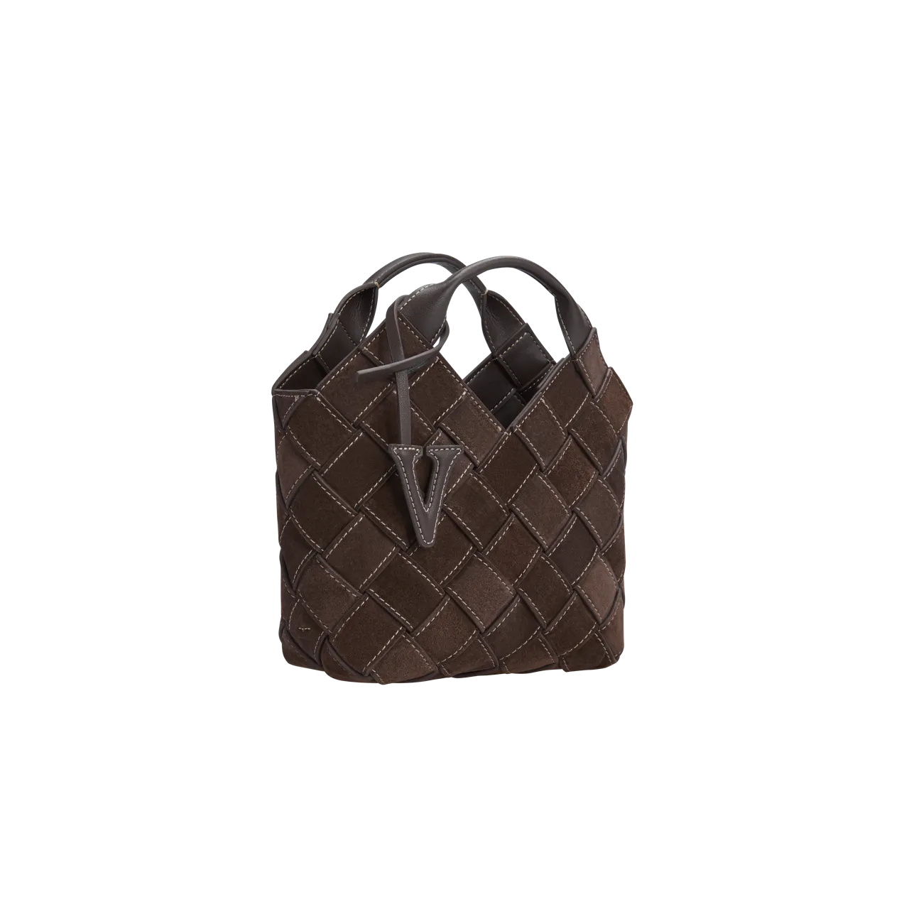 Espresso Suede Woven Basket Bag