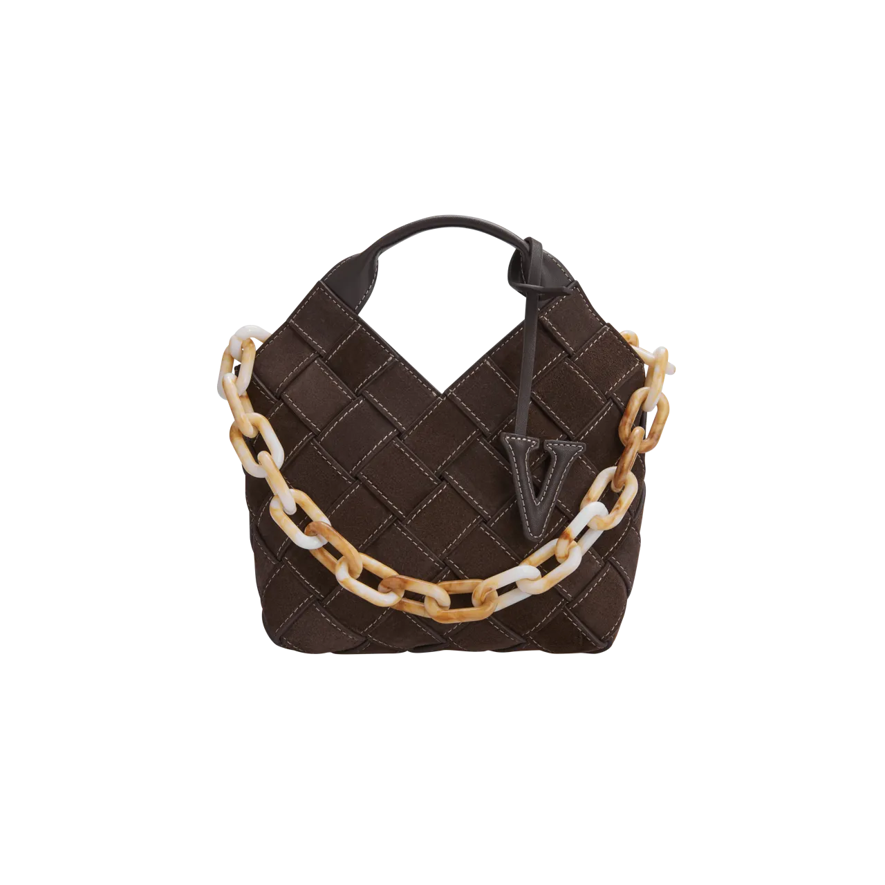 Espresso Suede Woven Basket Bag