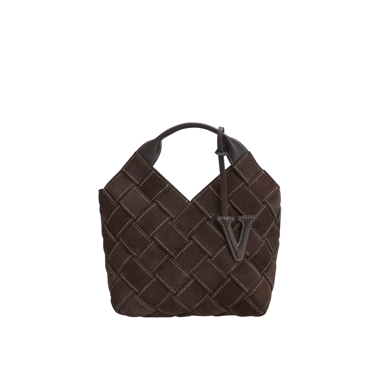 Espresso Suede Woven Basket Bag