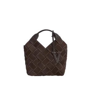 Espresso Suede Woven Basket Bag