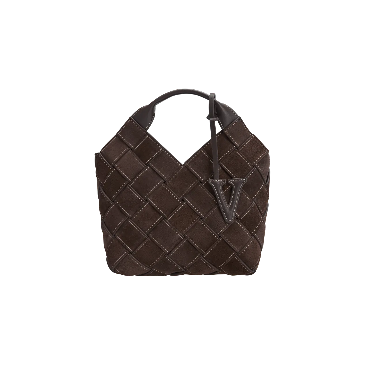 Espresso Suede Woven Basket Bag