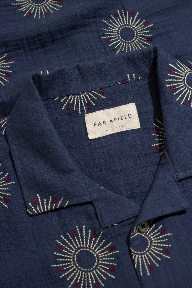 Far Afield Stachio Sol Navy Iris Embroidered Shirt