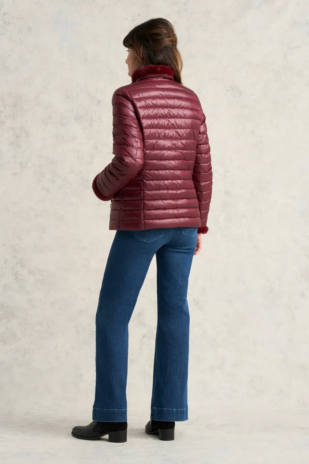 Faux Fur Trim Puffer - Garnet