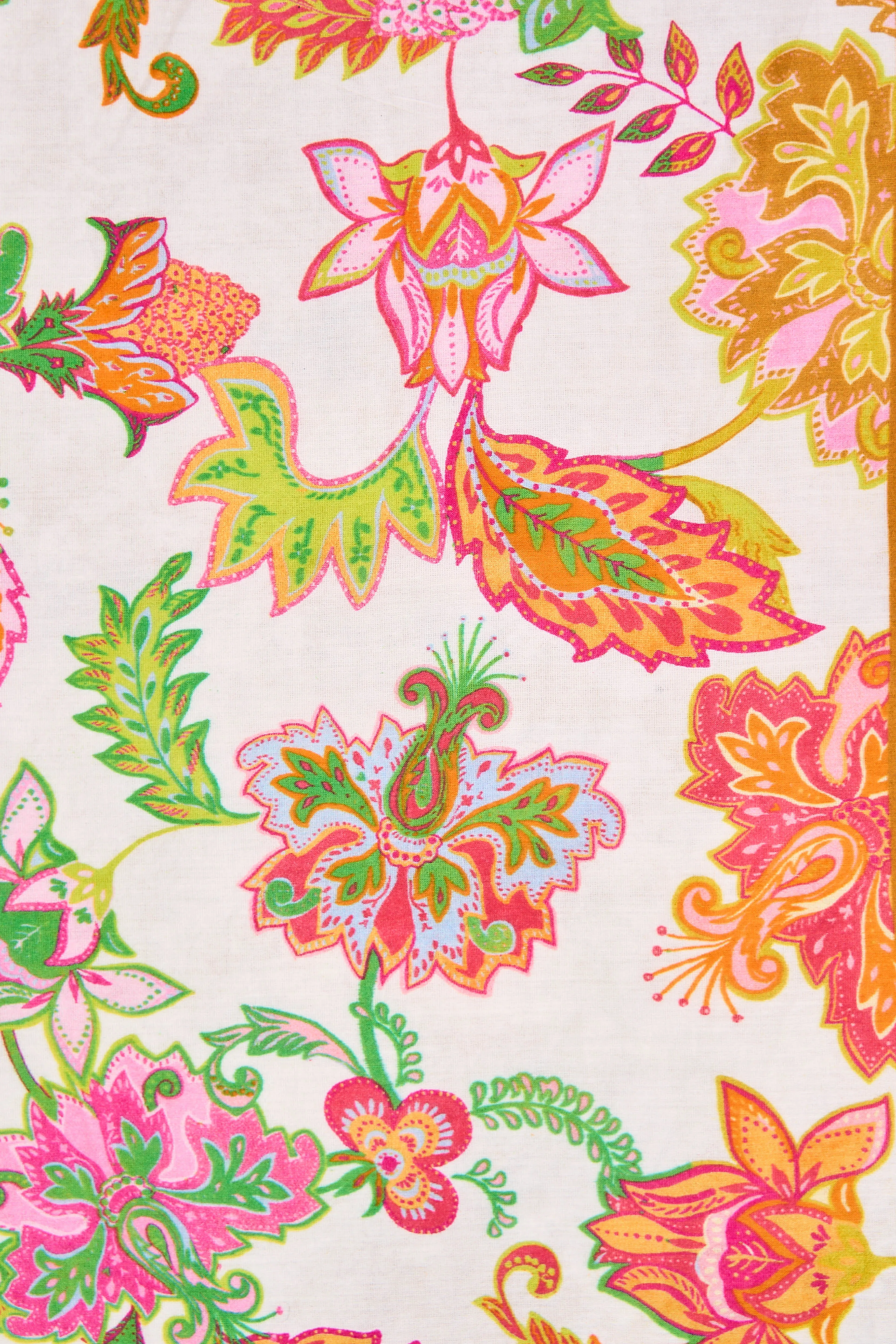 Floral White Print Silk Scarf - Multi