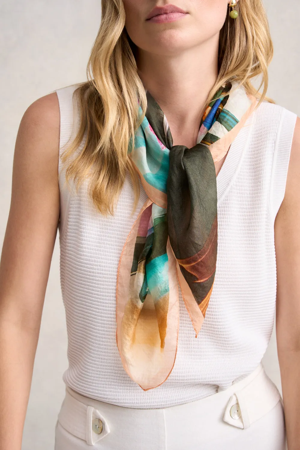 Flower Bed Silk Scarf - Multi