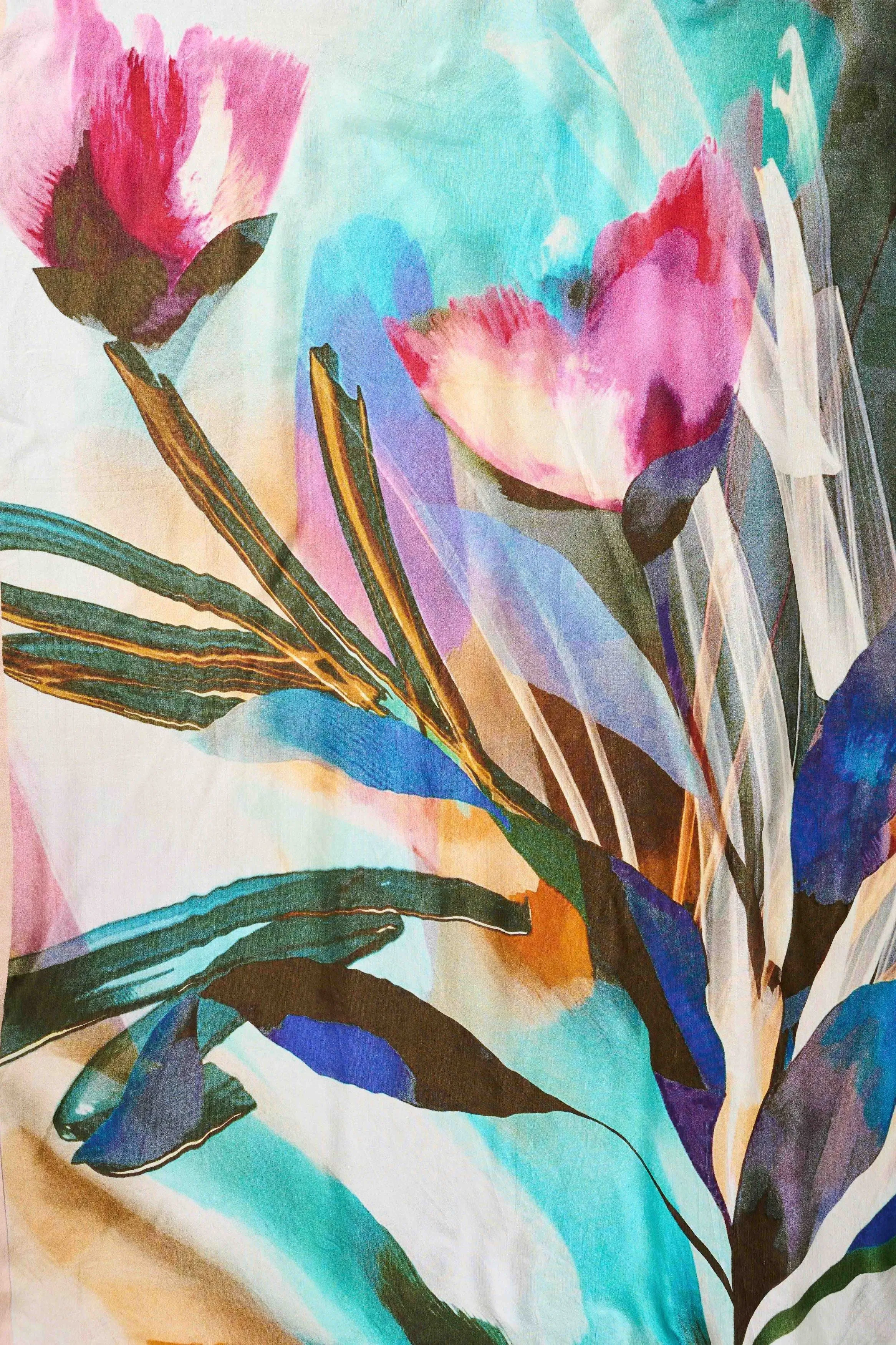 Flower Bed Silk Scarf - Multi