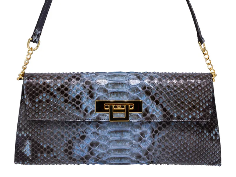 Fonteyn Clutch Pythonskin Handbag - Celadon