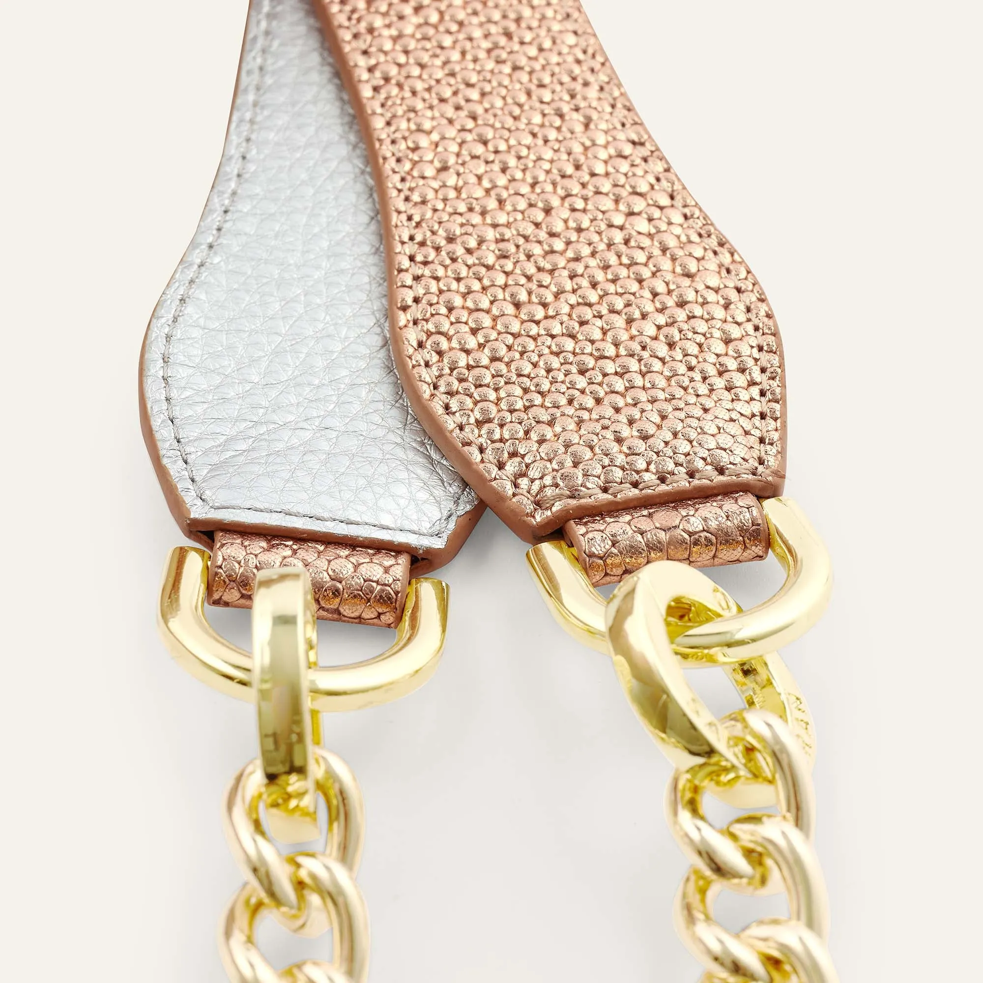 Gemini Strap | Blush Rose Shimmer Metallic Gold with Gold hardware