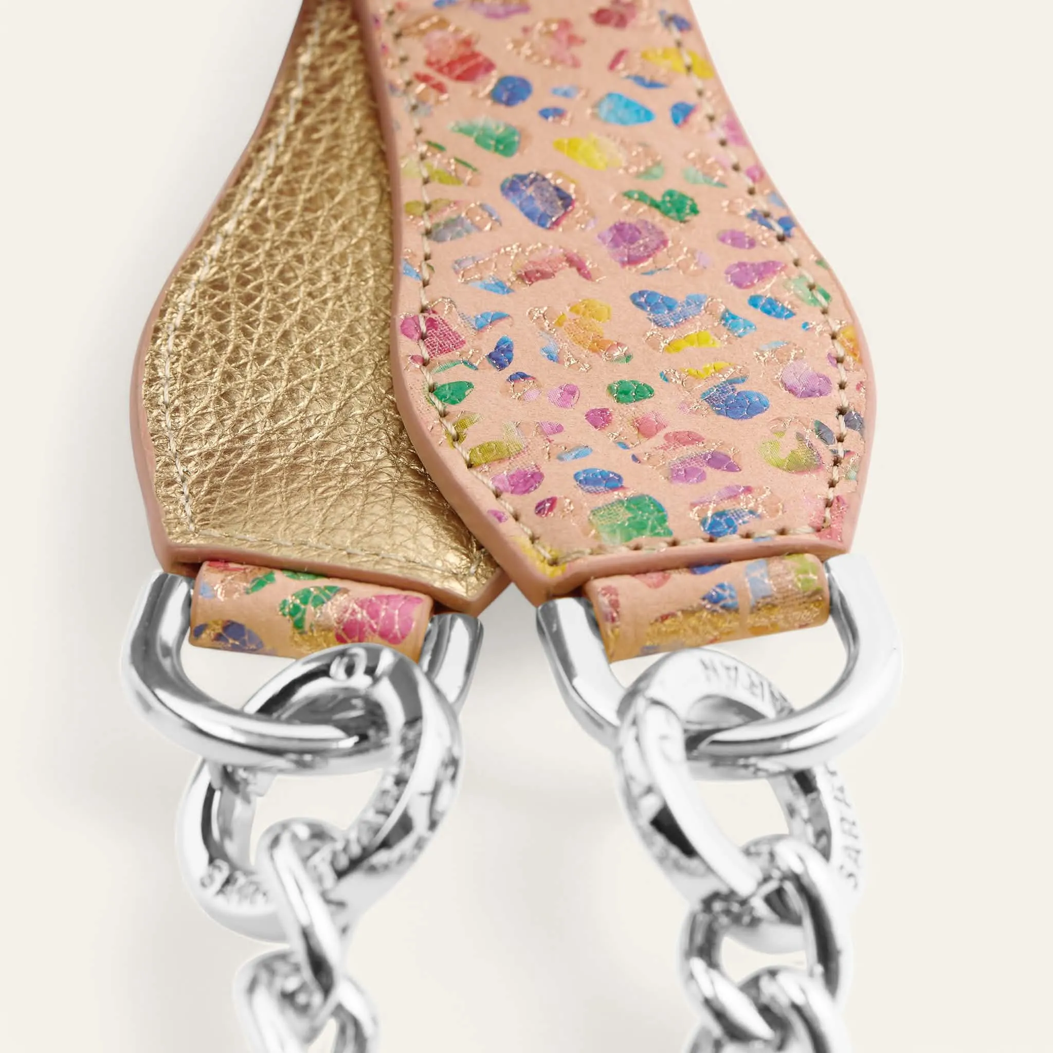 Gemini Strap | Confetti Shimmer Metallic Gold with Silver hardware