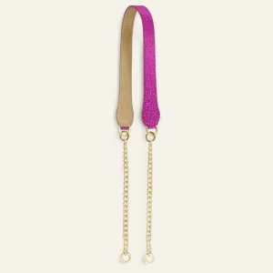Gemini Strap | Hot Pink Leopard Shimmer Metallic Gold with Gold hardware