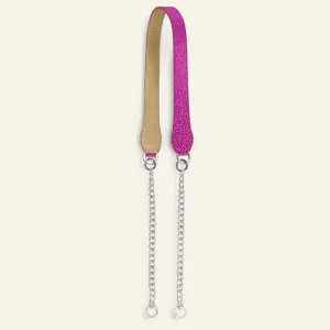 Gemini Strap | Hot Pink Leopard Shimmer Metallic Gold with Silver hardware