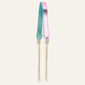 Gemini Strap | Metallic Pink Metallic Turquoise with Gold hardware