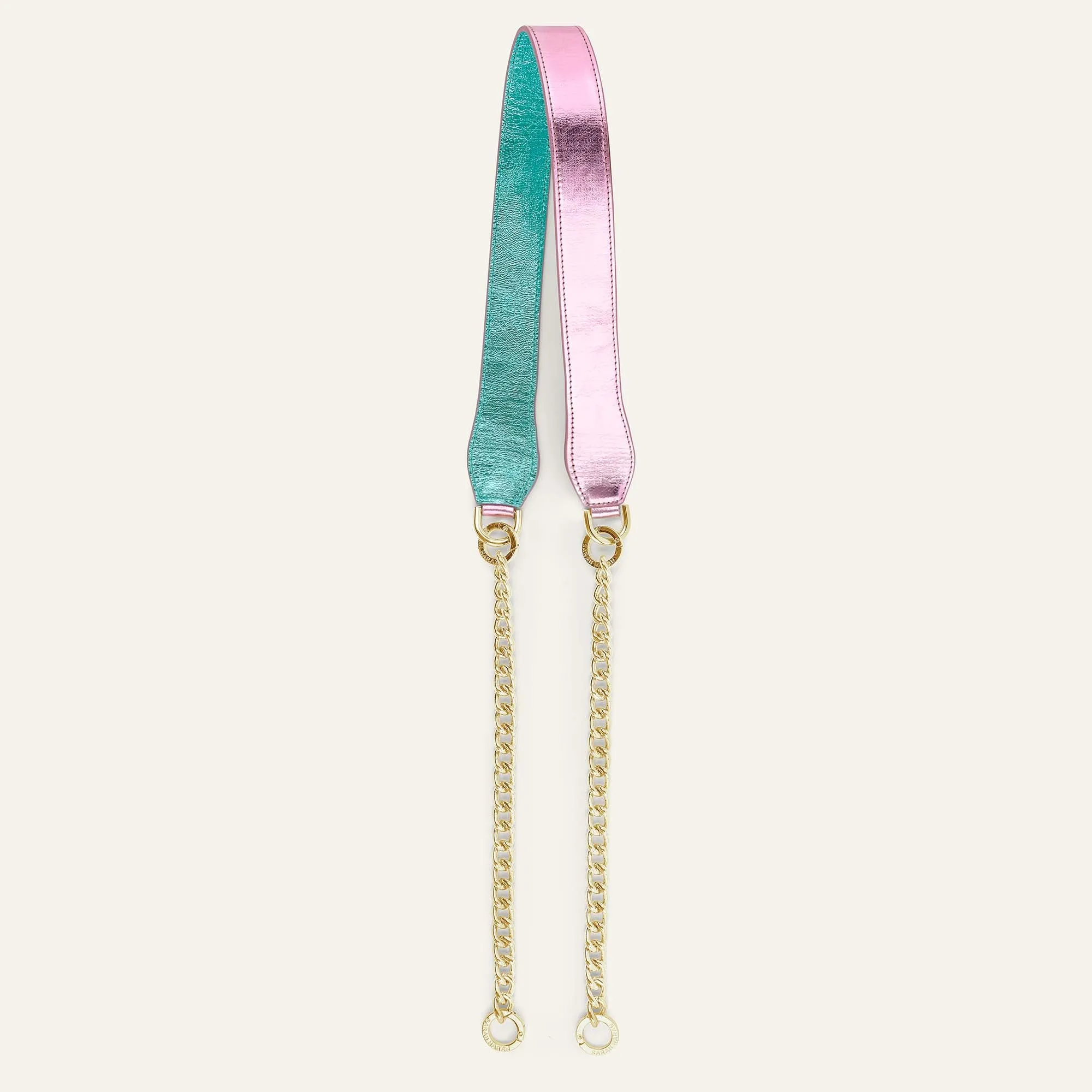 Gemini Strap | Metallic Pink Metallic Turquoise with Gold hardware