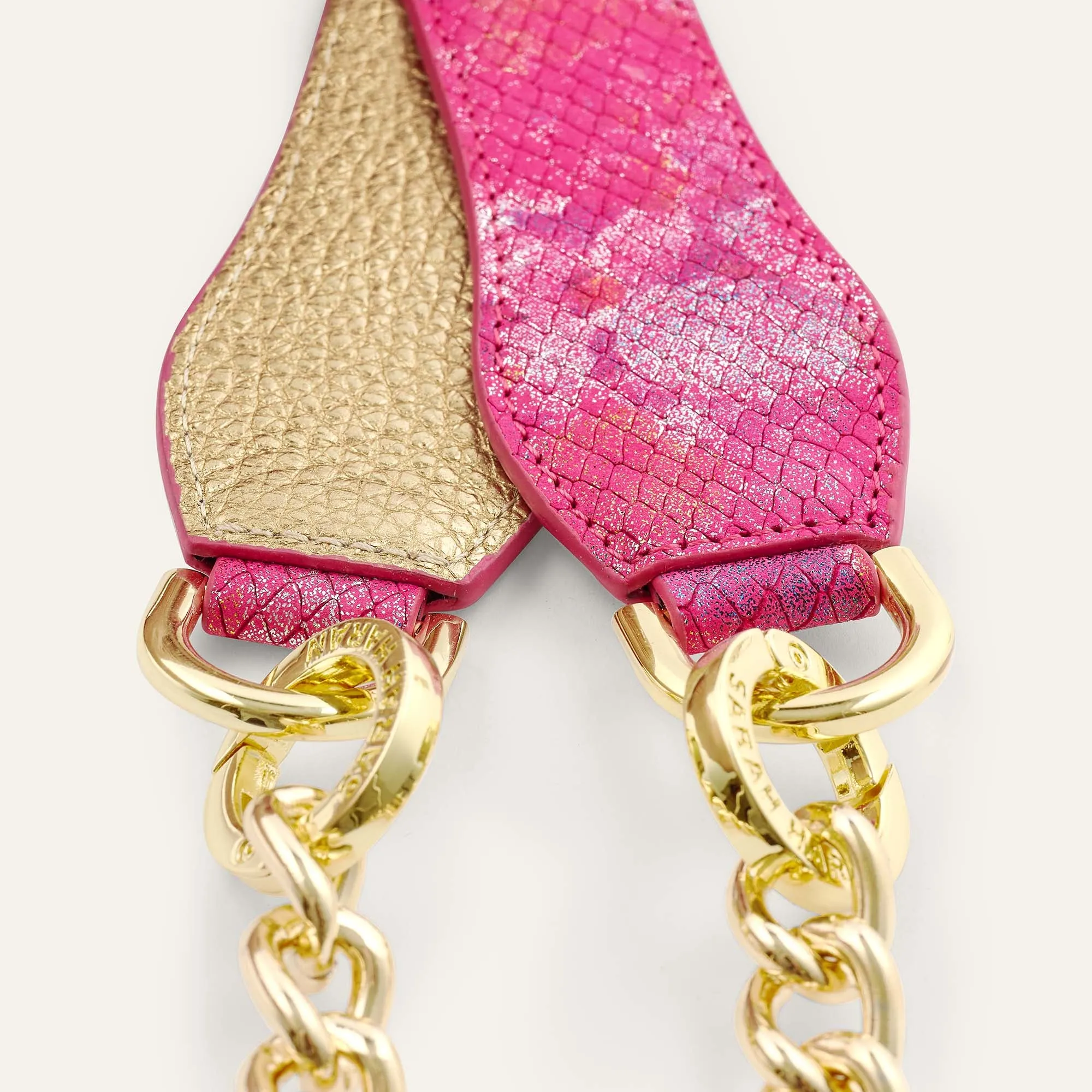 Gemini Strap | Paradise Petal Shimmer Metallic Gold with Gold hardware