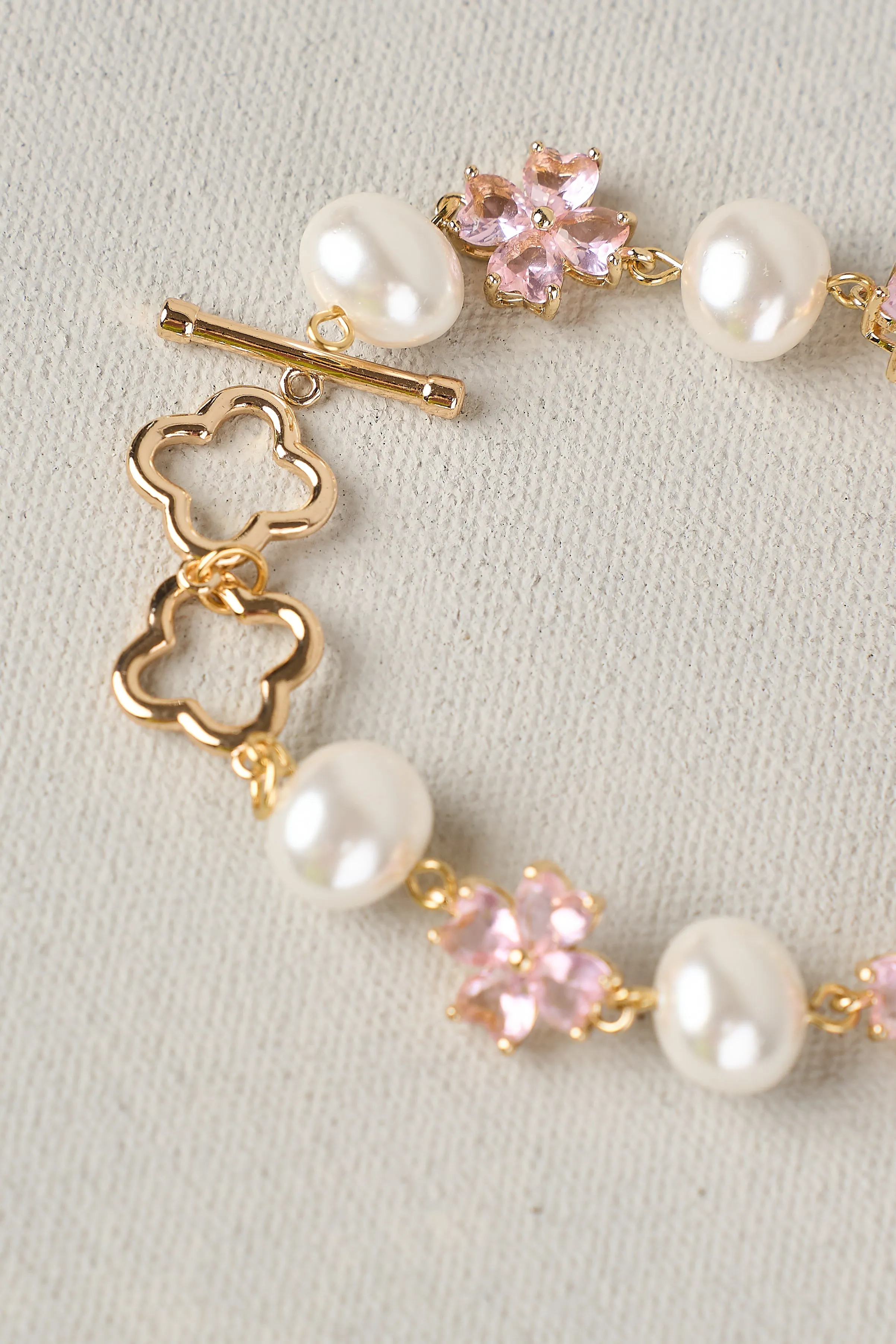 Glass Crystal Bracelet - Pink