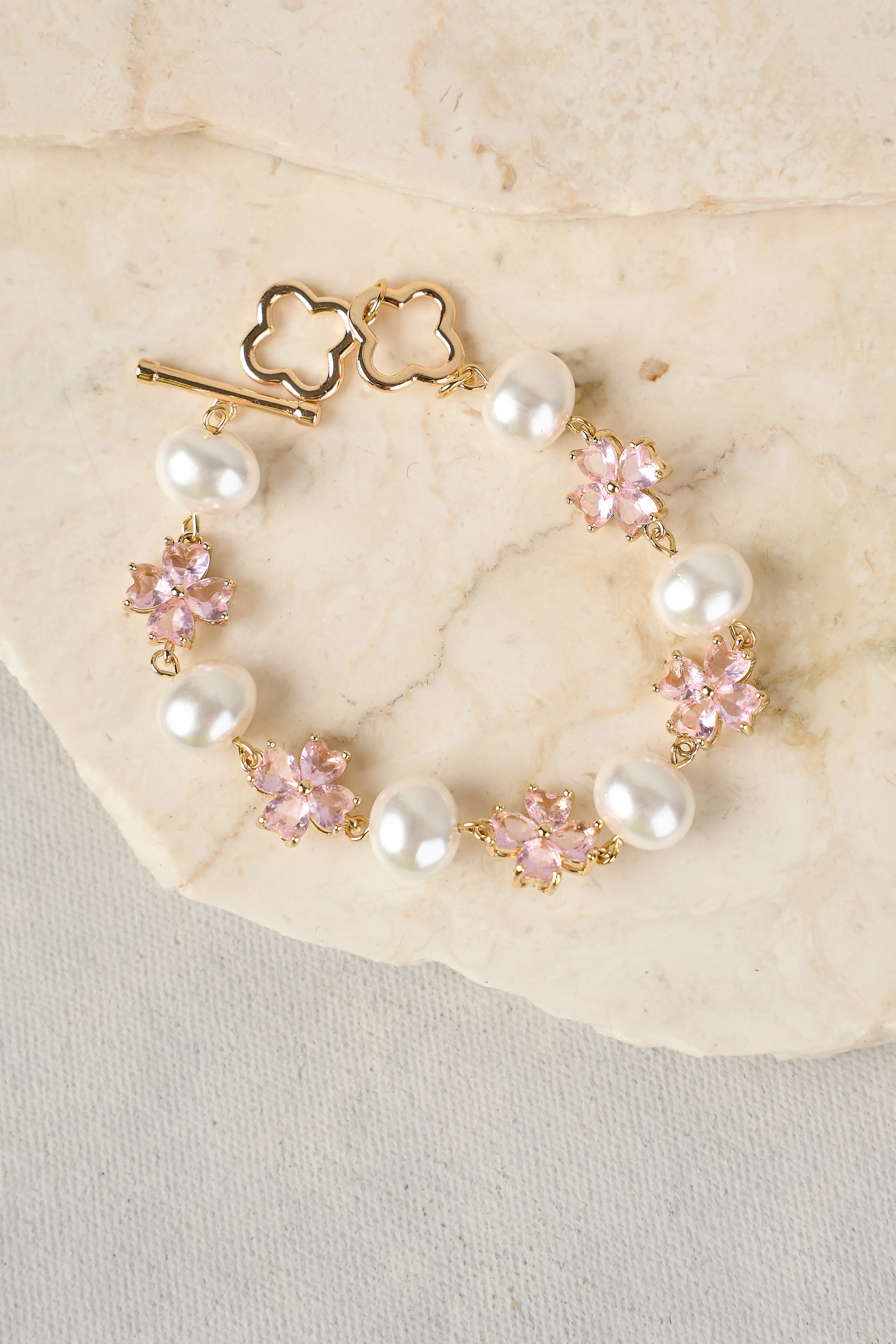 Glass Crystal Bracelet - Pink