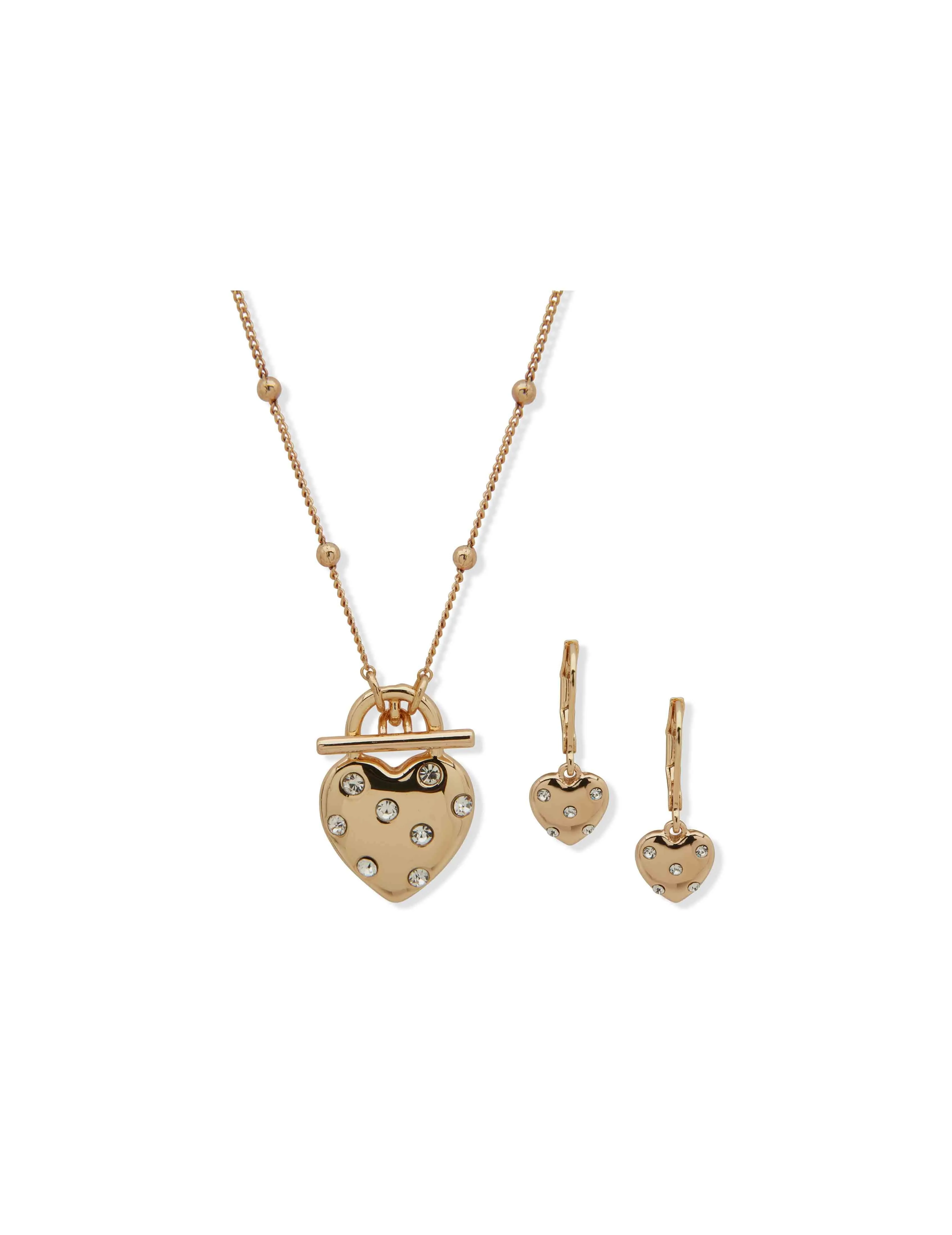 Heart Pendant Necklace and Earring Set