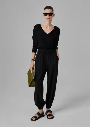 Jogger Pant in Stretch Wool Suiting - Black
